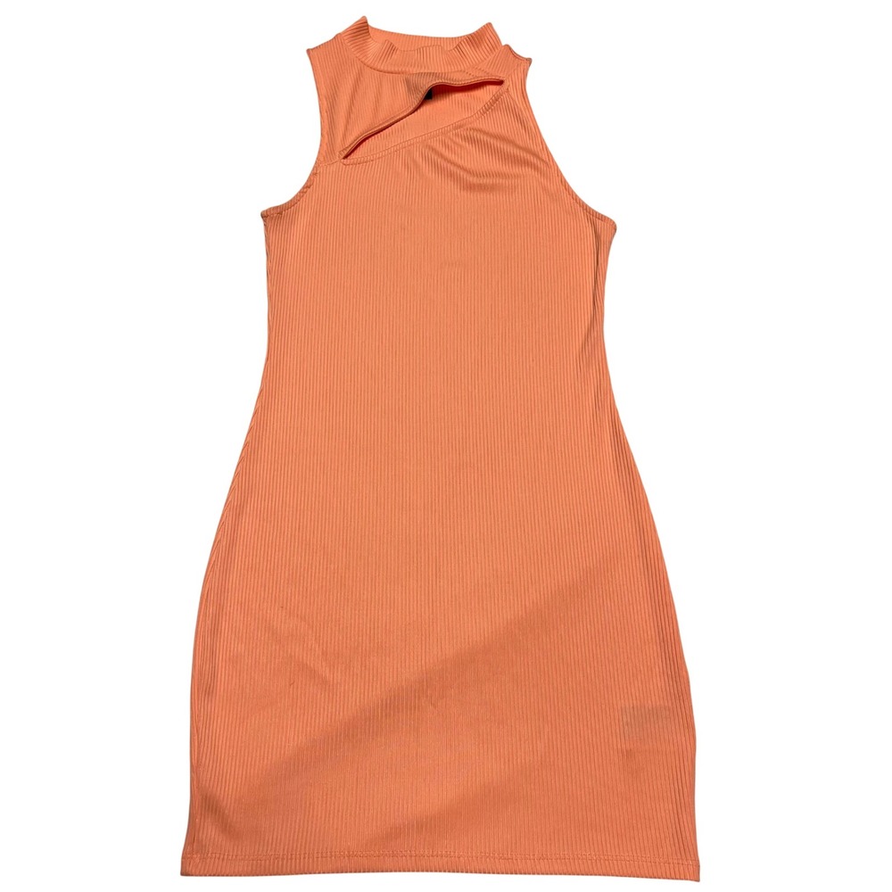 H&M Divided Womens Orange Ribbed Cutout Mini Dress S